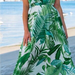 Cupshe Green Leaf Print Dress